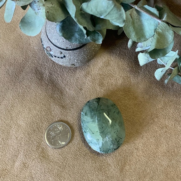 Epidote in Prehnite Palm Stone - Picture 3 of 5